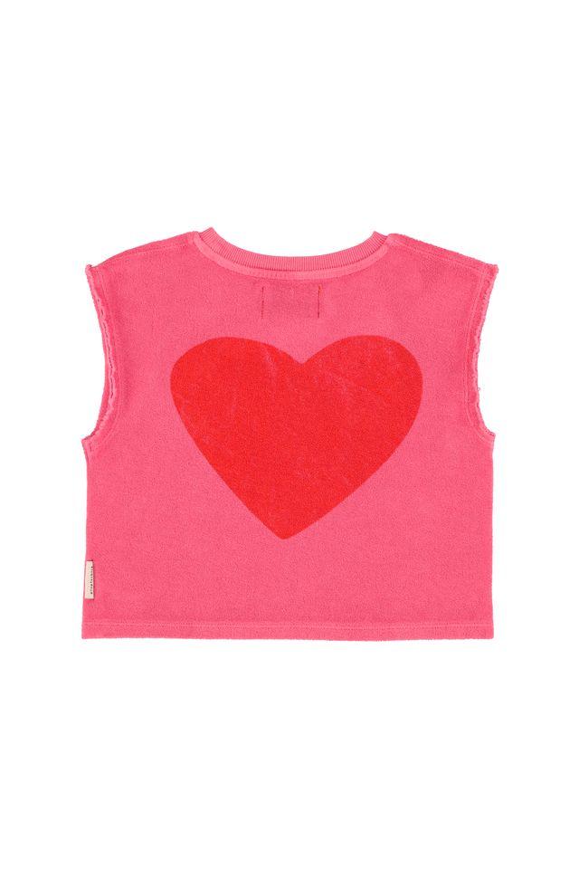 Sleeveless top pink w `amour` print - 0