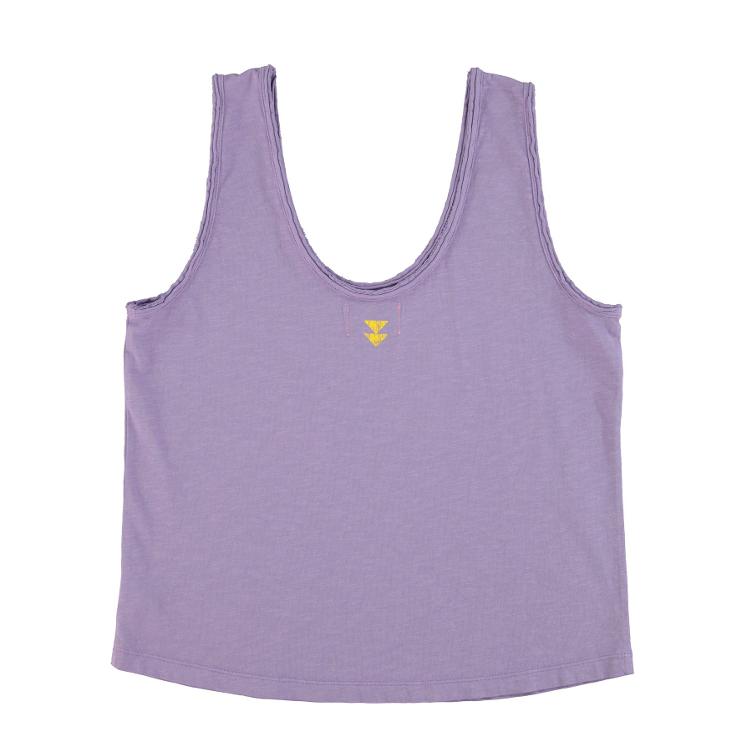 Sleeveless top v neck purple `bang` print - 0