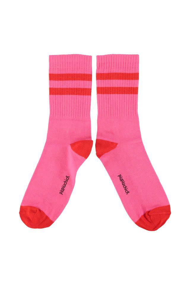 socks pink w red stripes