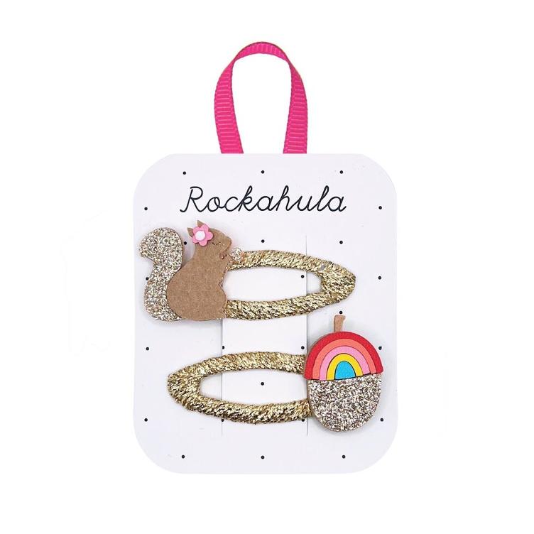 squirrel and rainbow acorn clips
