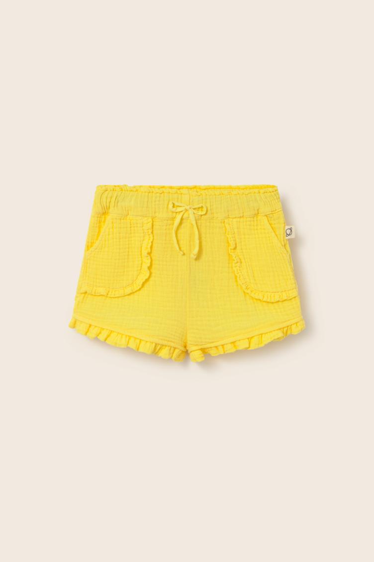Stelly yellow soft gauze shorts