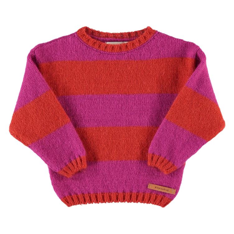sweater knitted fuchsia and orange stripes