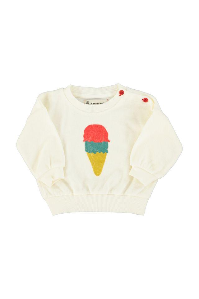 sweatshirt ecru w ice cream print
