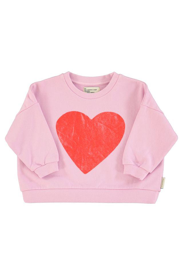 Sweatshirt lilac w red heart print