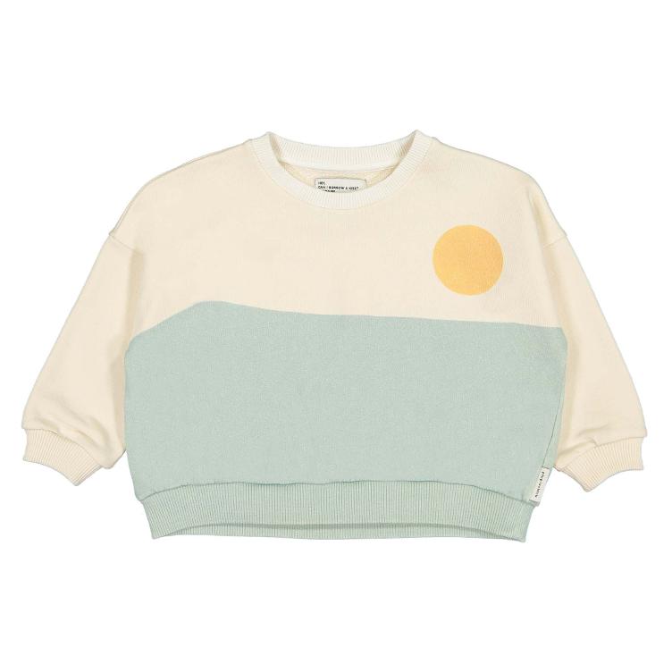 sweatshirt off white & light blue w `les amis` print