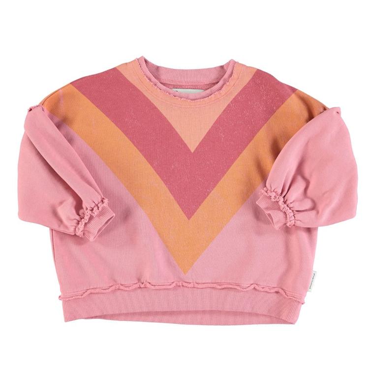 Sweatshirt pink w multicolor triangle print