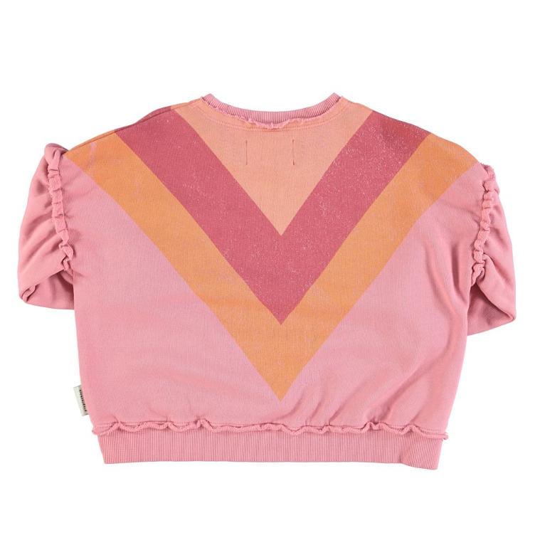 Sweatshirt pink w multicolor triangle print - 0