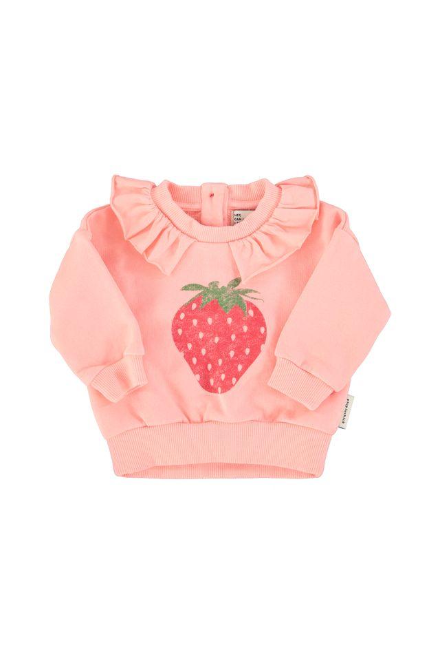 sweatshirt w collar light pink w strawberry