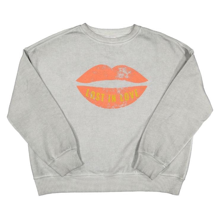 sweatshirt washed grey lost in love