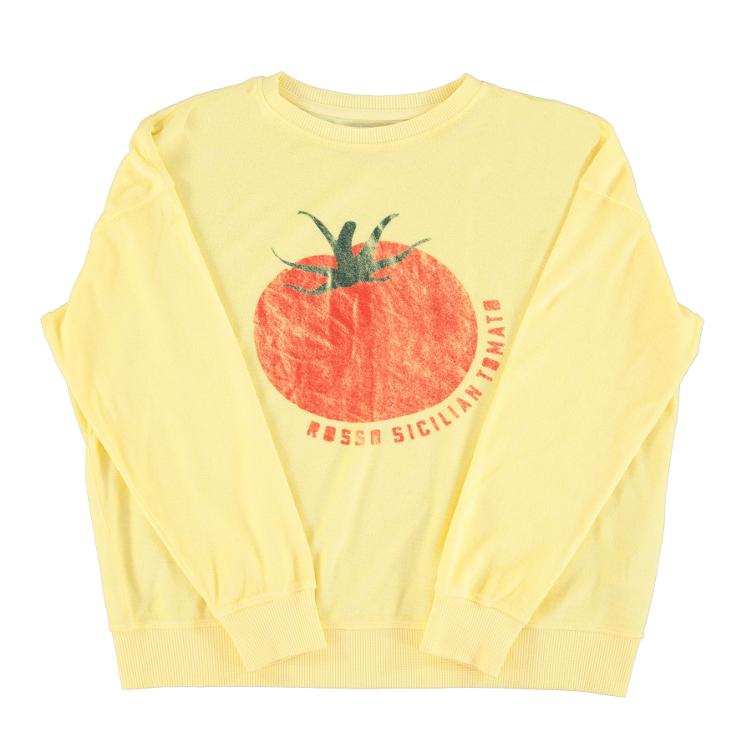 sweatshirt yellow w 'tomato' print