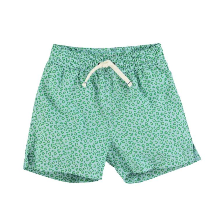 swim shorts green animal print