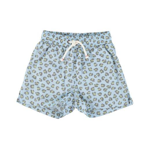 swim shorts light blue animal print