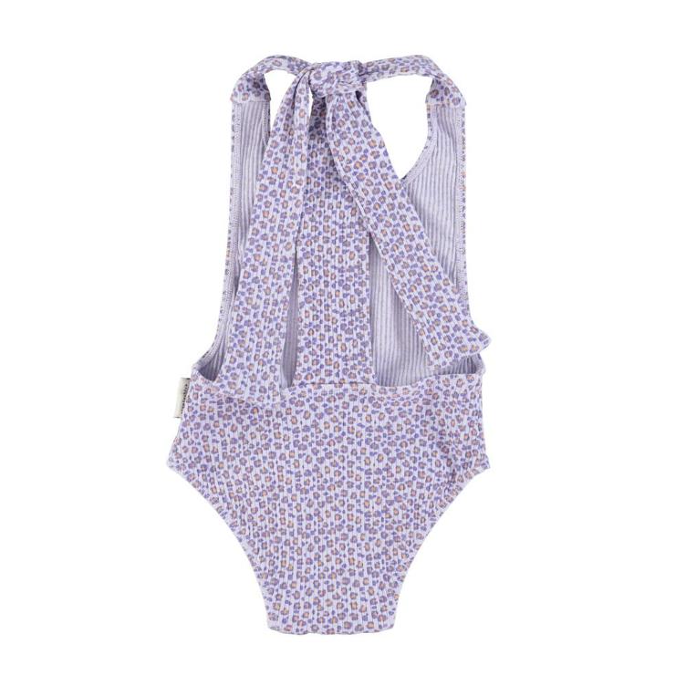 Swimsuit back bow lavender animal print - 0