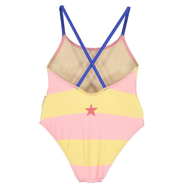 Swimsuit crossed straps yellow & pink - 0