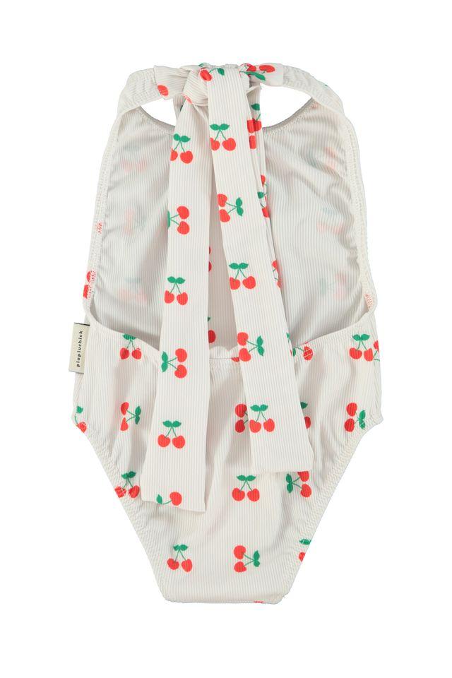 swimsuit w back bow/ ecru w/ cerries - 0