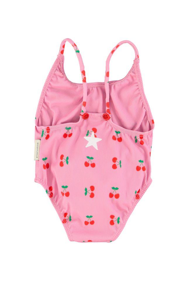swimsuit w crossed strapes / pink w cherries allover - 0