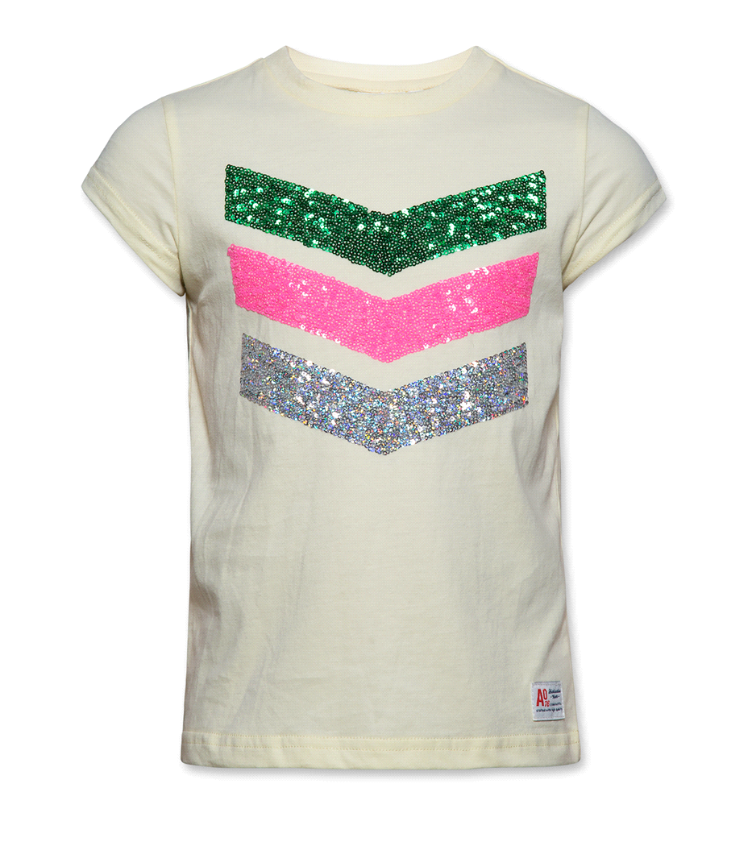 t shirt c-neck sequins yellow