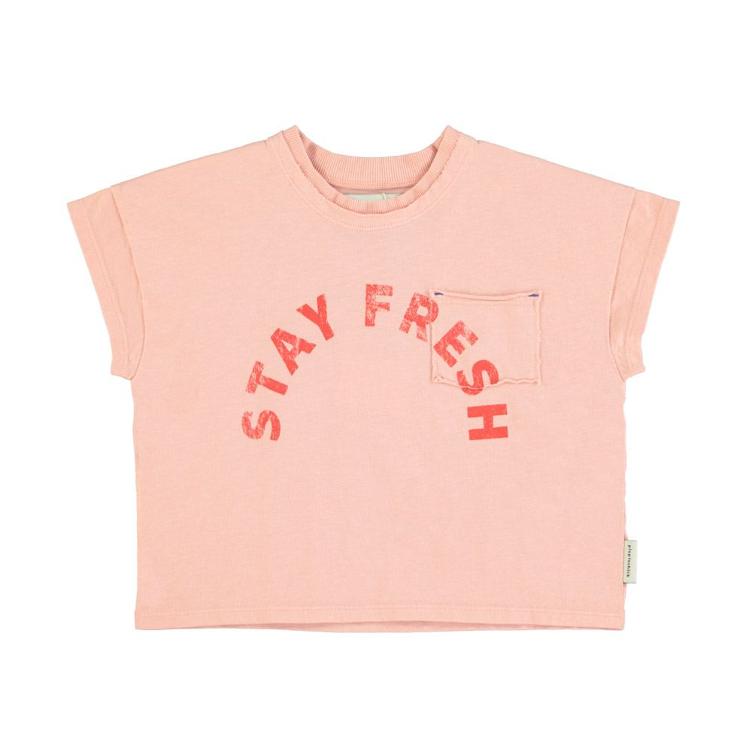 t shirt light pink w `stay fresh` print