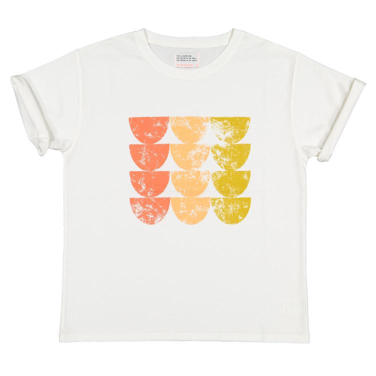 T shirt washed off white geometric short sleeve