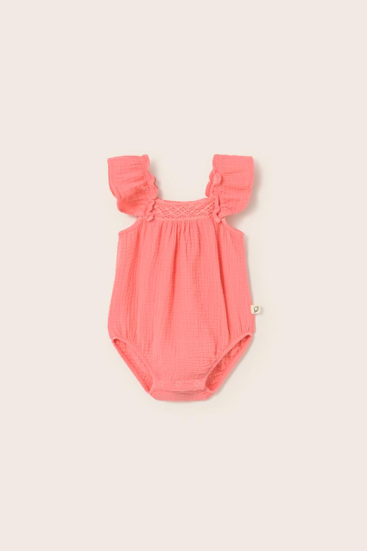 Tess candy pink soft gauze cotton romper