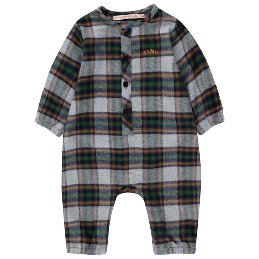 Tiny check one piece grey