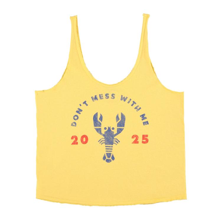 top v neck yellow `lobster` print
