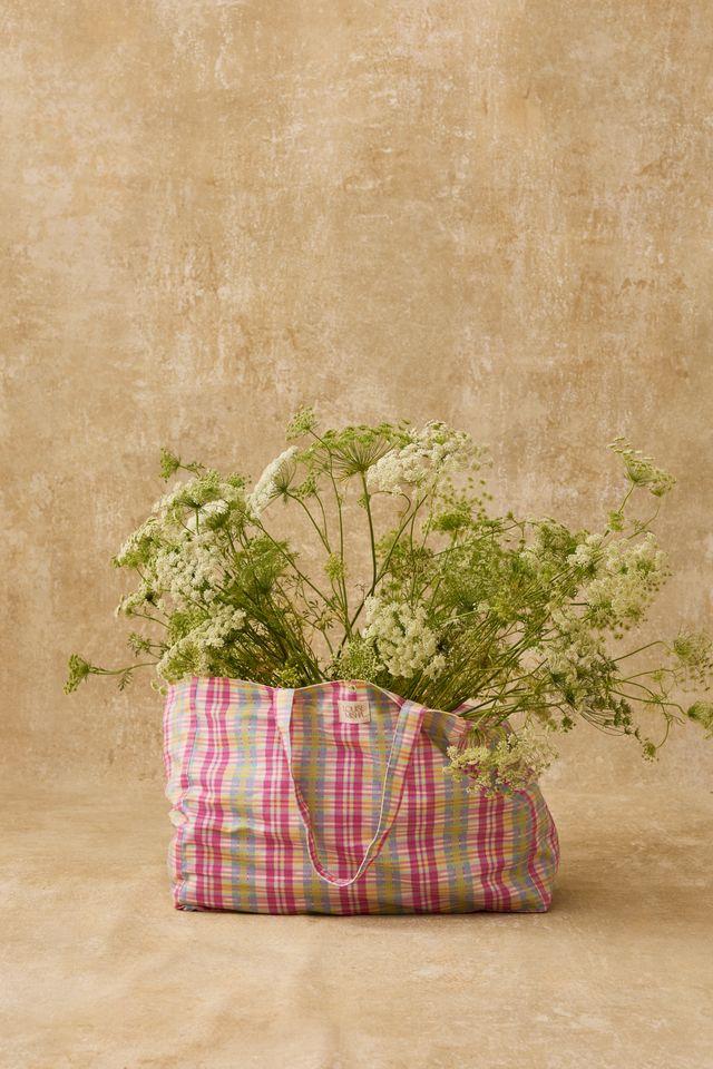 tote bag Beverly pink island check