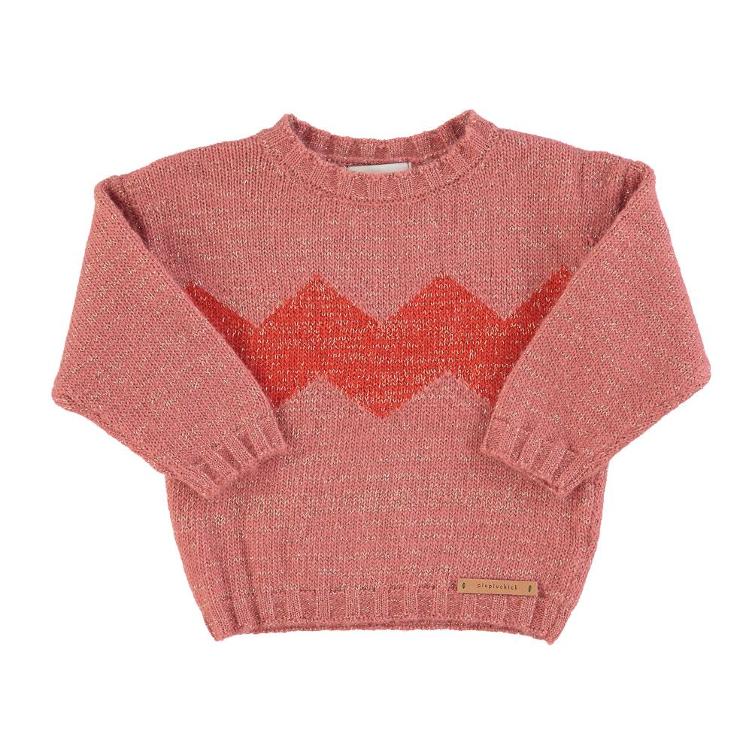 Knitted sweater pink orange lurex