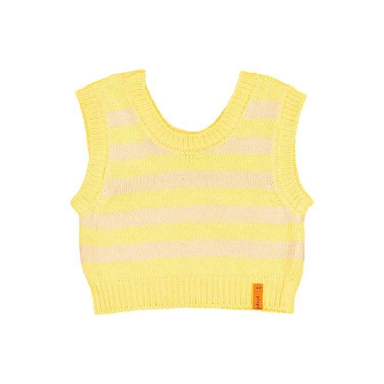knitted top yellow salmon stripes