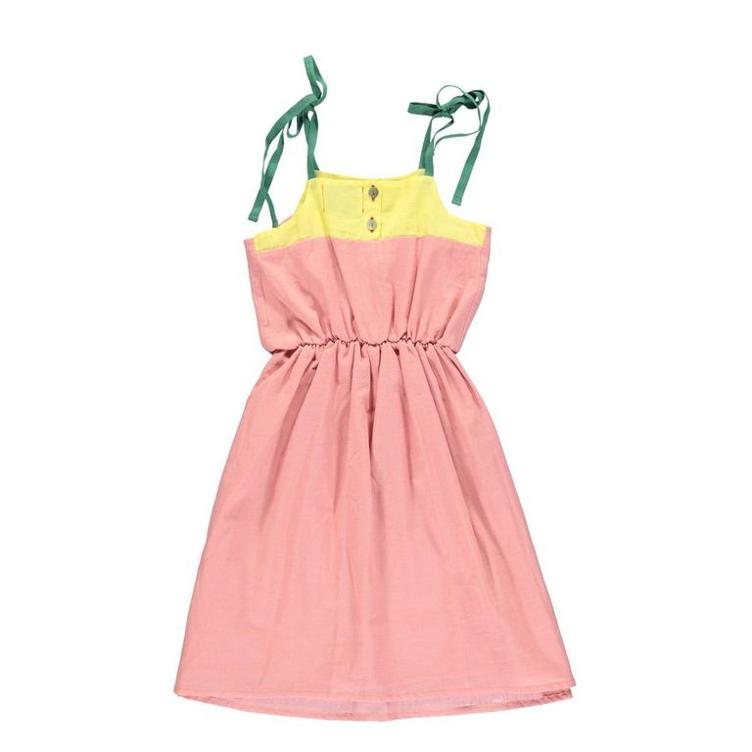 Tricolor long dress vintage pink - 0