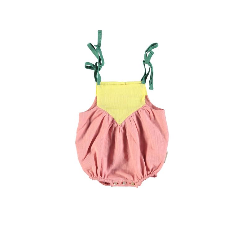 Tricolor romper baby pink yellow green