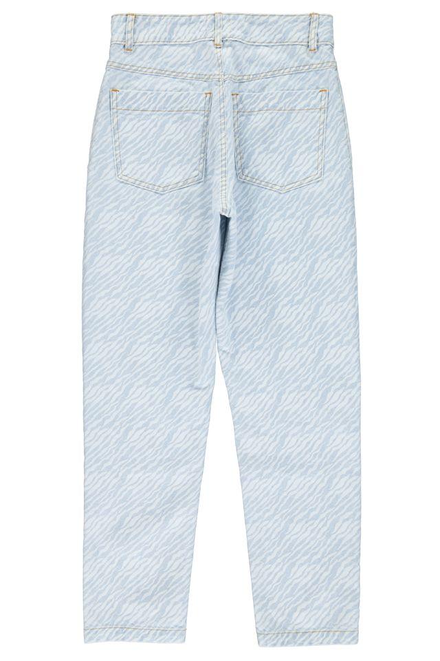 trousers light blue denim w zebra print - 0