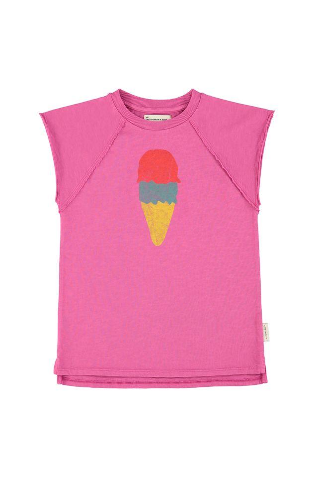 Tshirt dress fuchsia w ice cream print