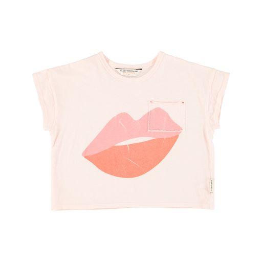 Tshirt light pink w lips print