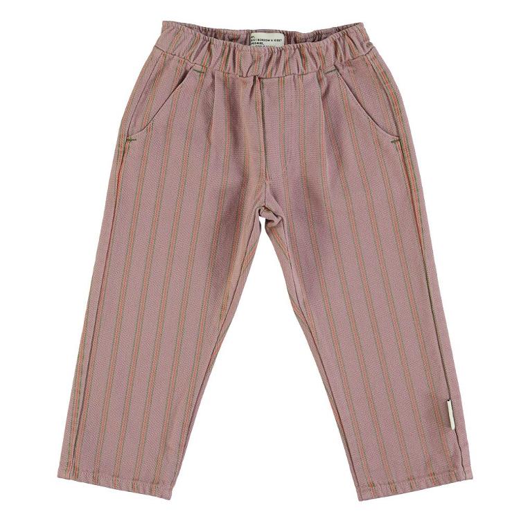Trousers grape with mutlicolor stripes