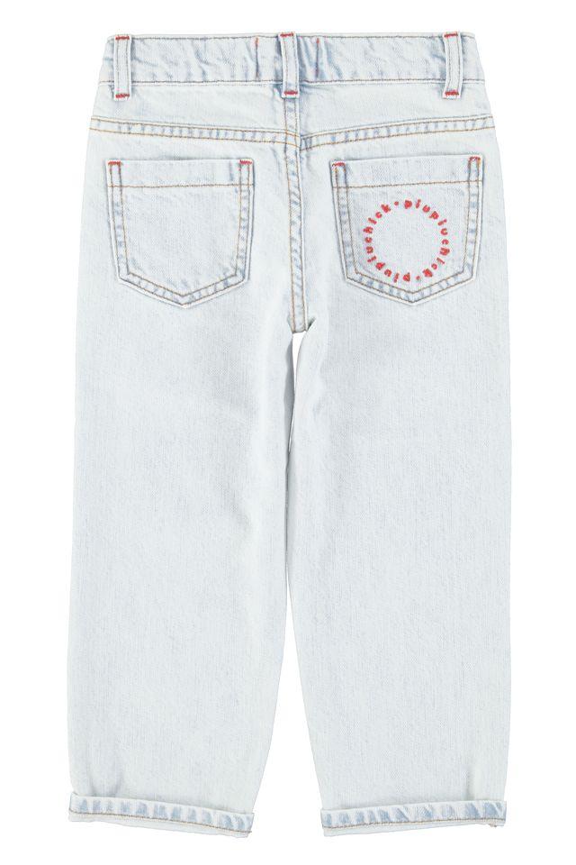 unisex trousers washed light blue denim - 0