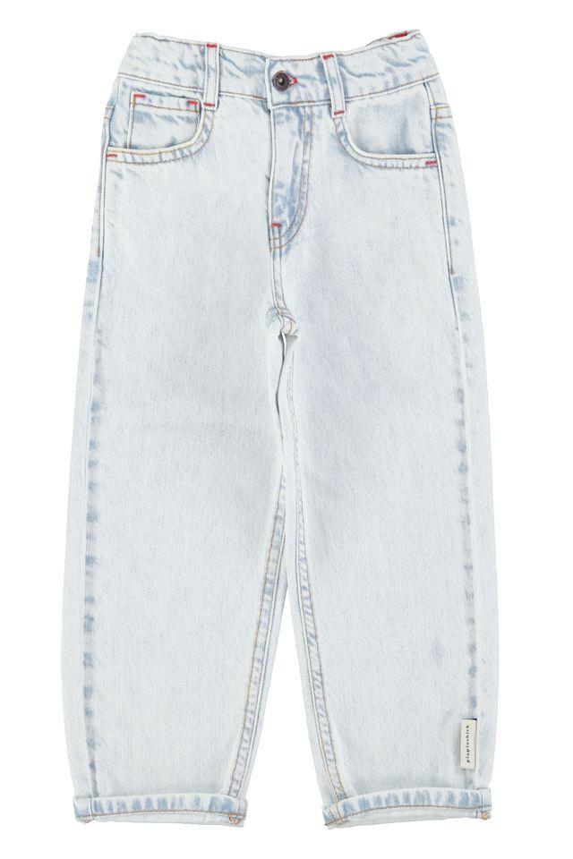 unisex trousers washed light blue denim