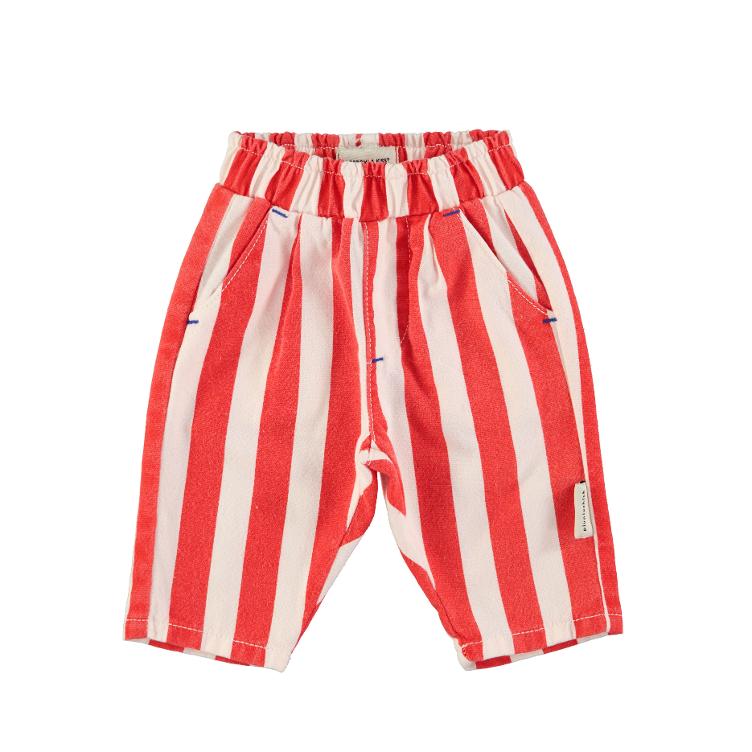unisex trousers white & red stripes