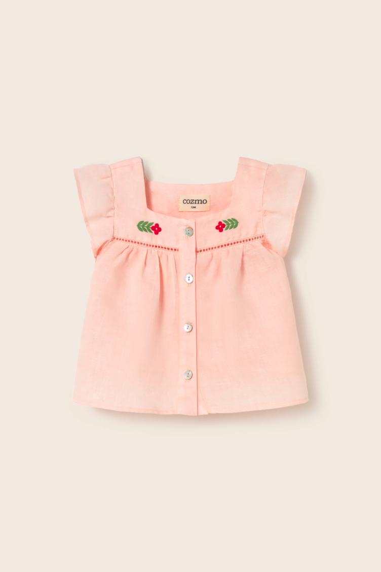 Vivi cloud pink linen blouse