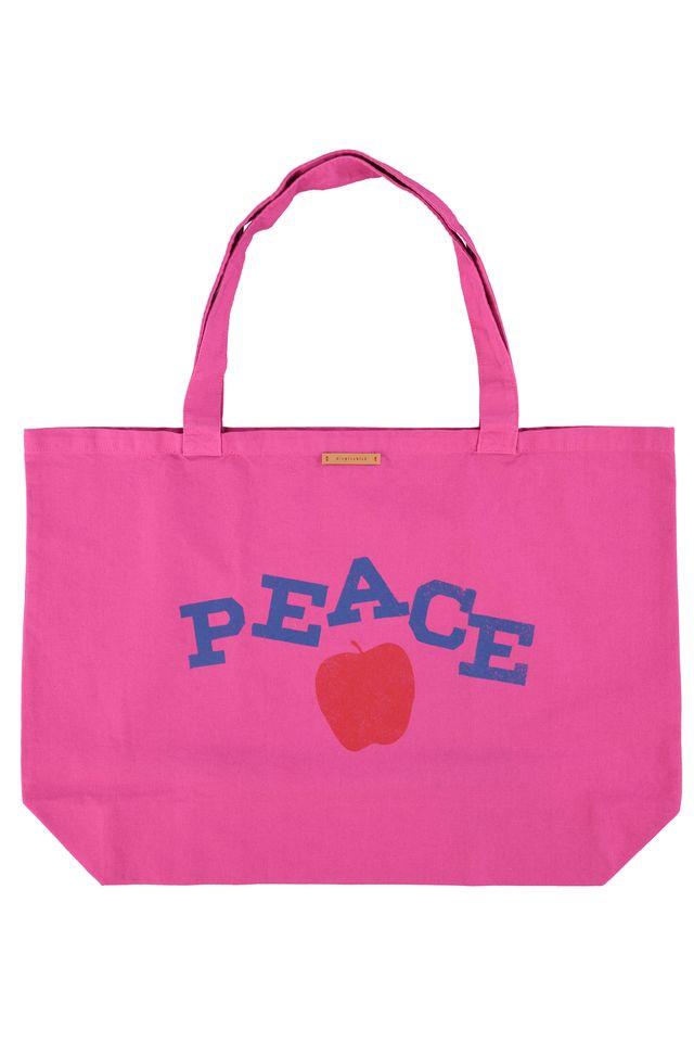 XL bag fuchsia w `peace` print